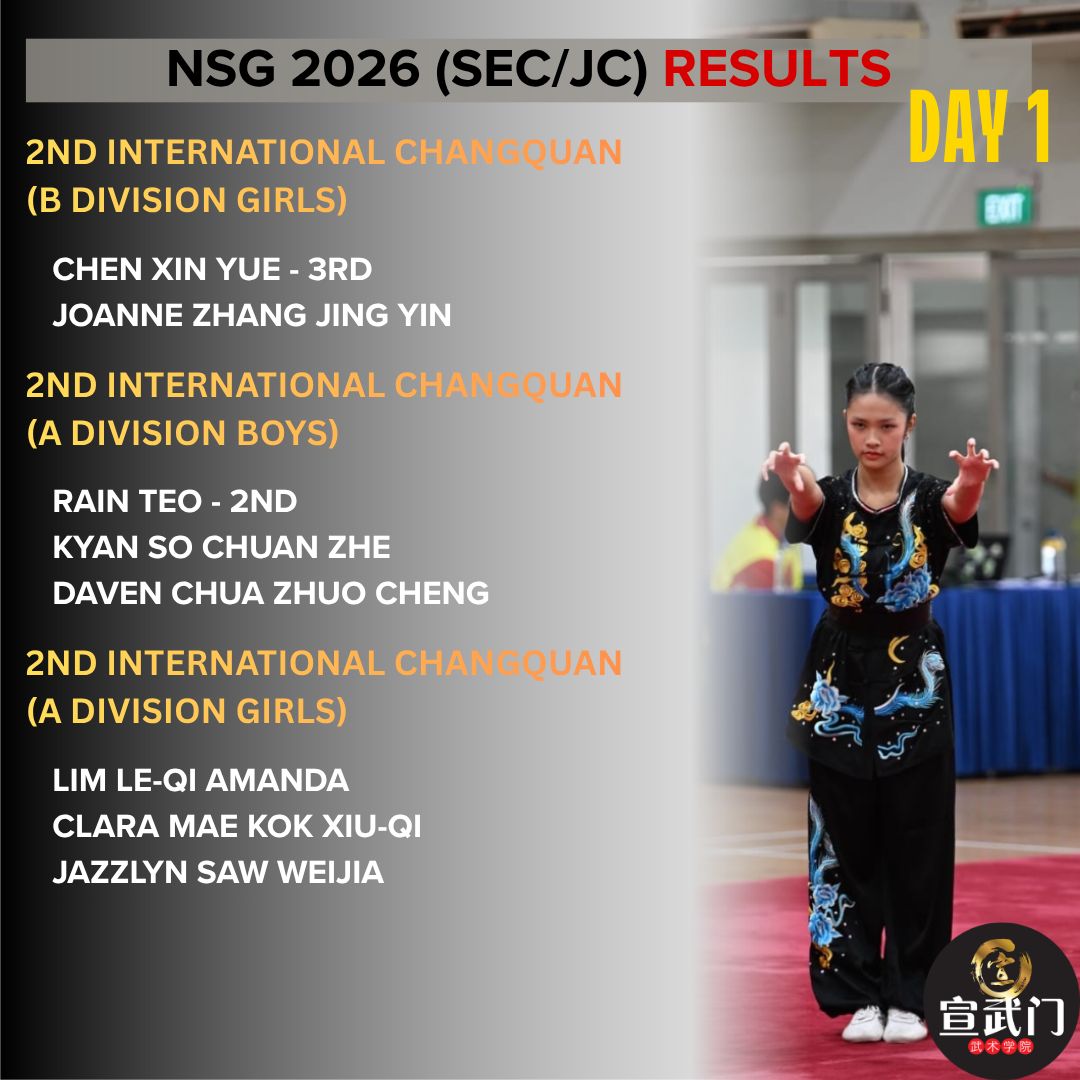 National School Games Wushu 2026 (Sec/JC/CI) Day 1 Results