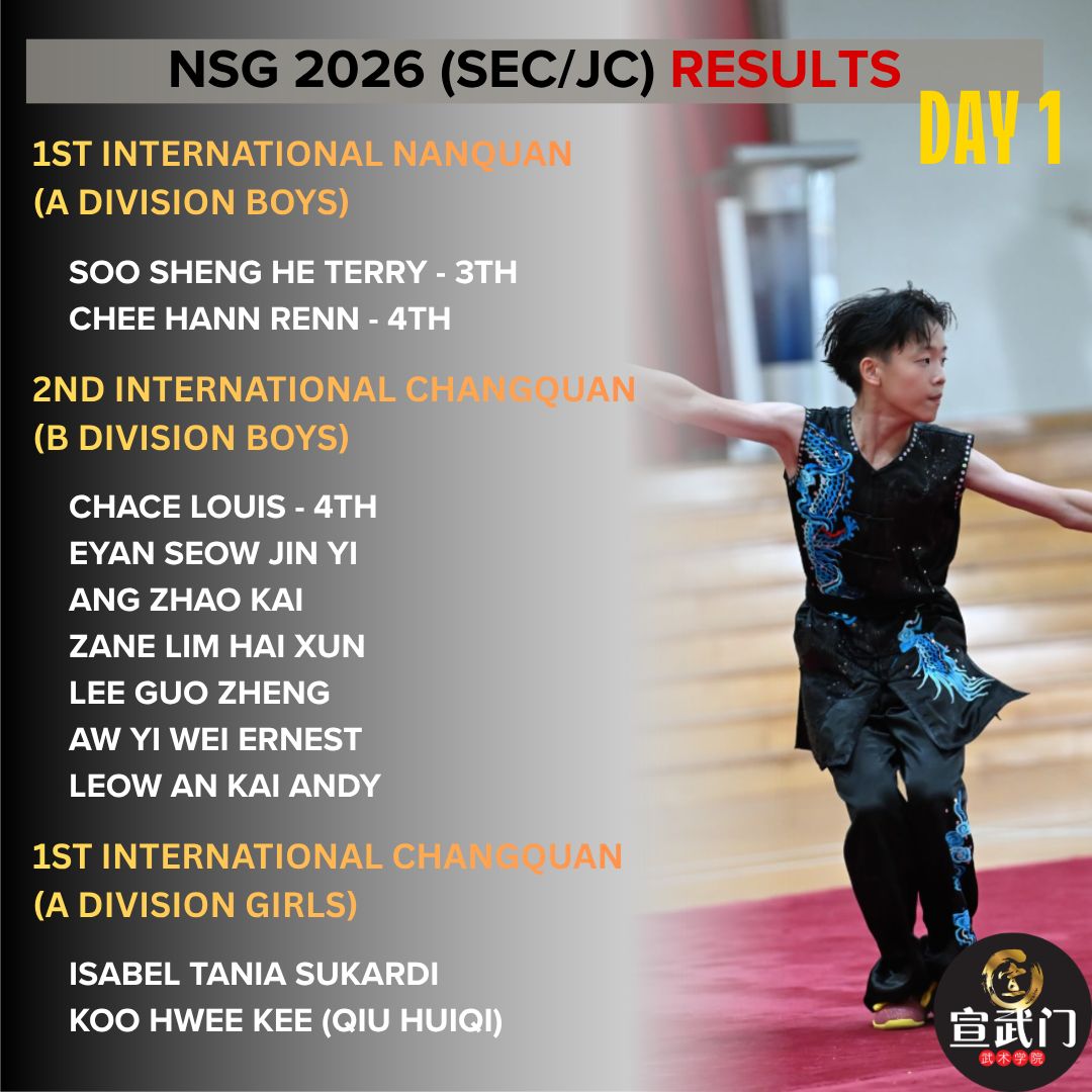National School Games Wushu 2026 (Sec/JC/CI) Day 1 Results