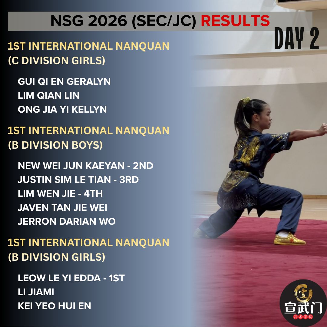 National School Games Wushu 2026 (Sec/JC/CI) Day 2 Results