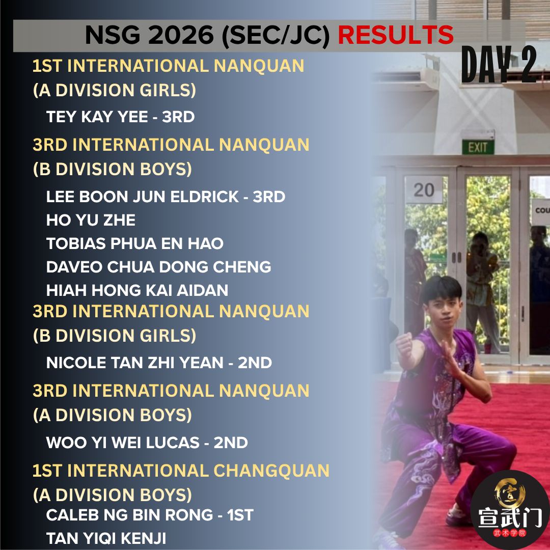 National School Games Wushu 2026 (Sec/JC/CI) Day 2 Results