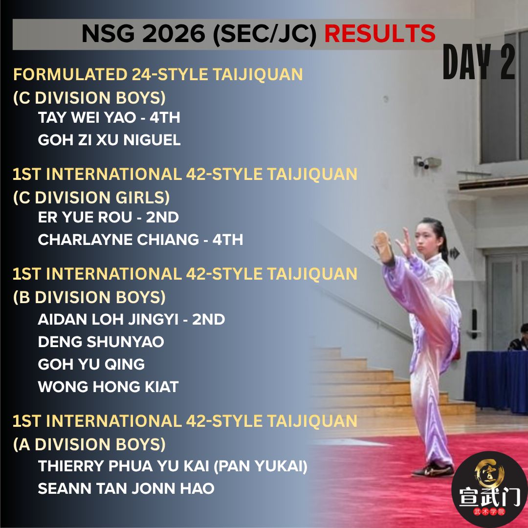 National School Games Wushu 2026 (Sec/JC/CI) Day 2 Results