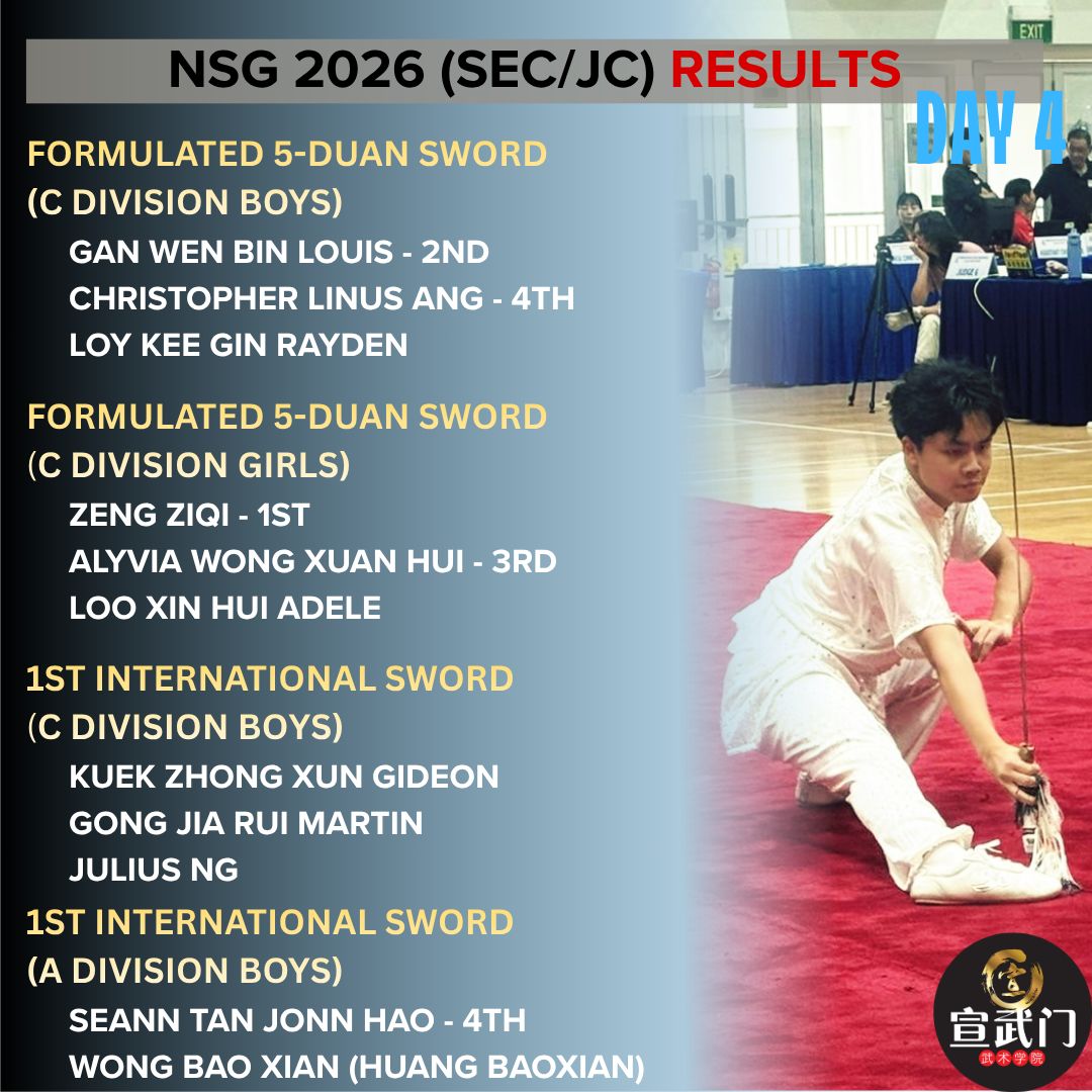 National School Games Wushu 2026 (Sec/JC/CI) Day 4 Results