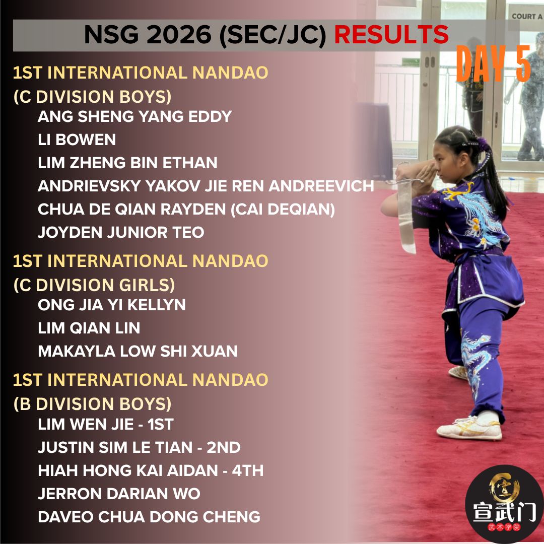  National School Games Wushu 2026 (Sec/JC/CI) Day 5 Results