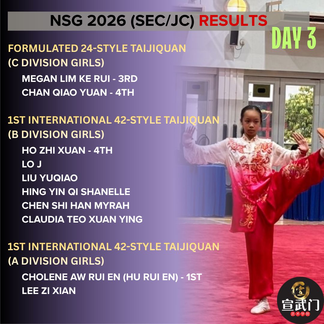 National School Games Wushu 2026 (Sec/JC/CI) Day 3 Results