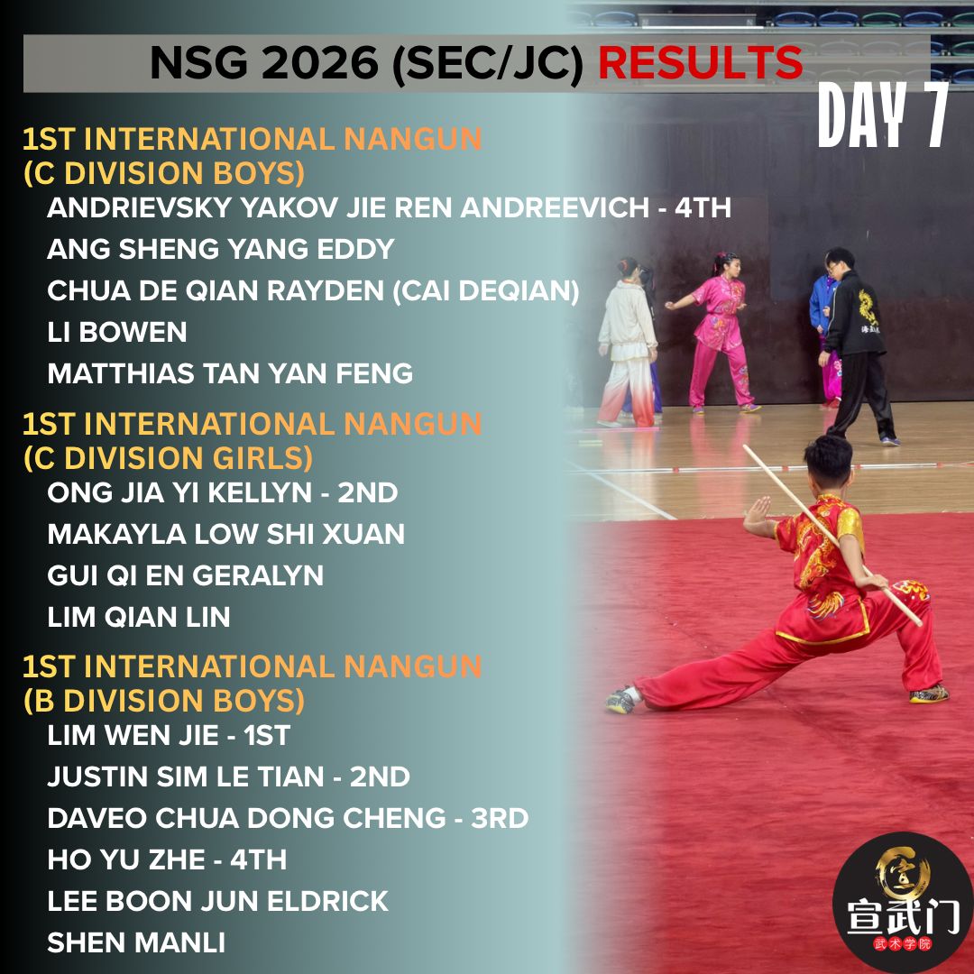  National School Games Wushu 2026 (Sec/JC/CI) Day 7 Results