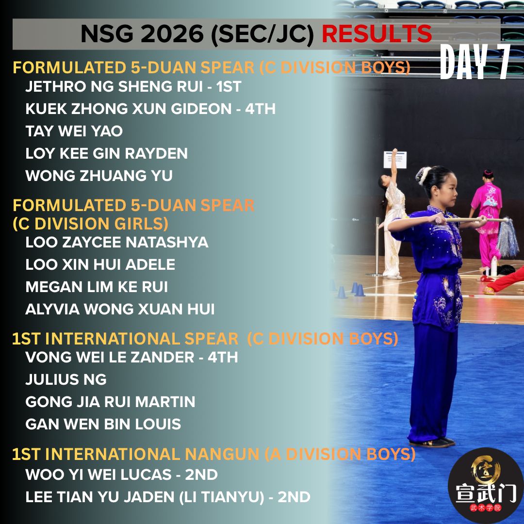  National School Games Wushu 2026 (Sec/JC/CI) Day 7 Results