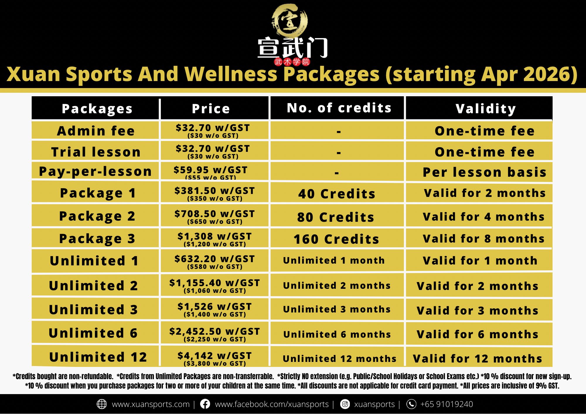 Course Fees 2026 (With 9% GST)