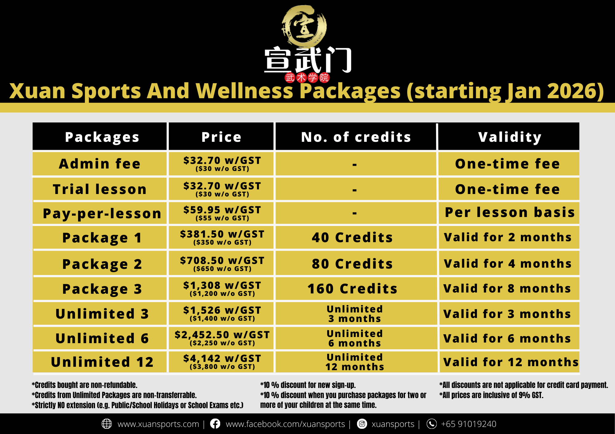 Course Fees 2026 (With 9% GST)