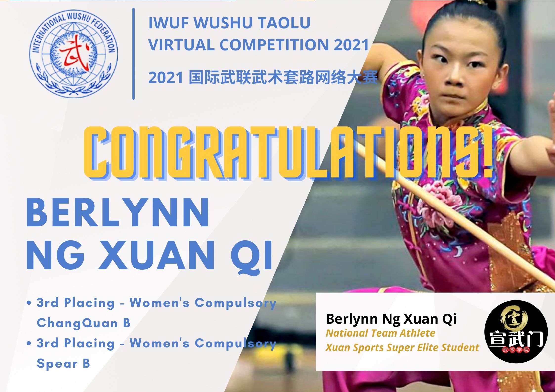 Congratulations to Our Super Elite Athlete Berlynn Ng Xuan Qi