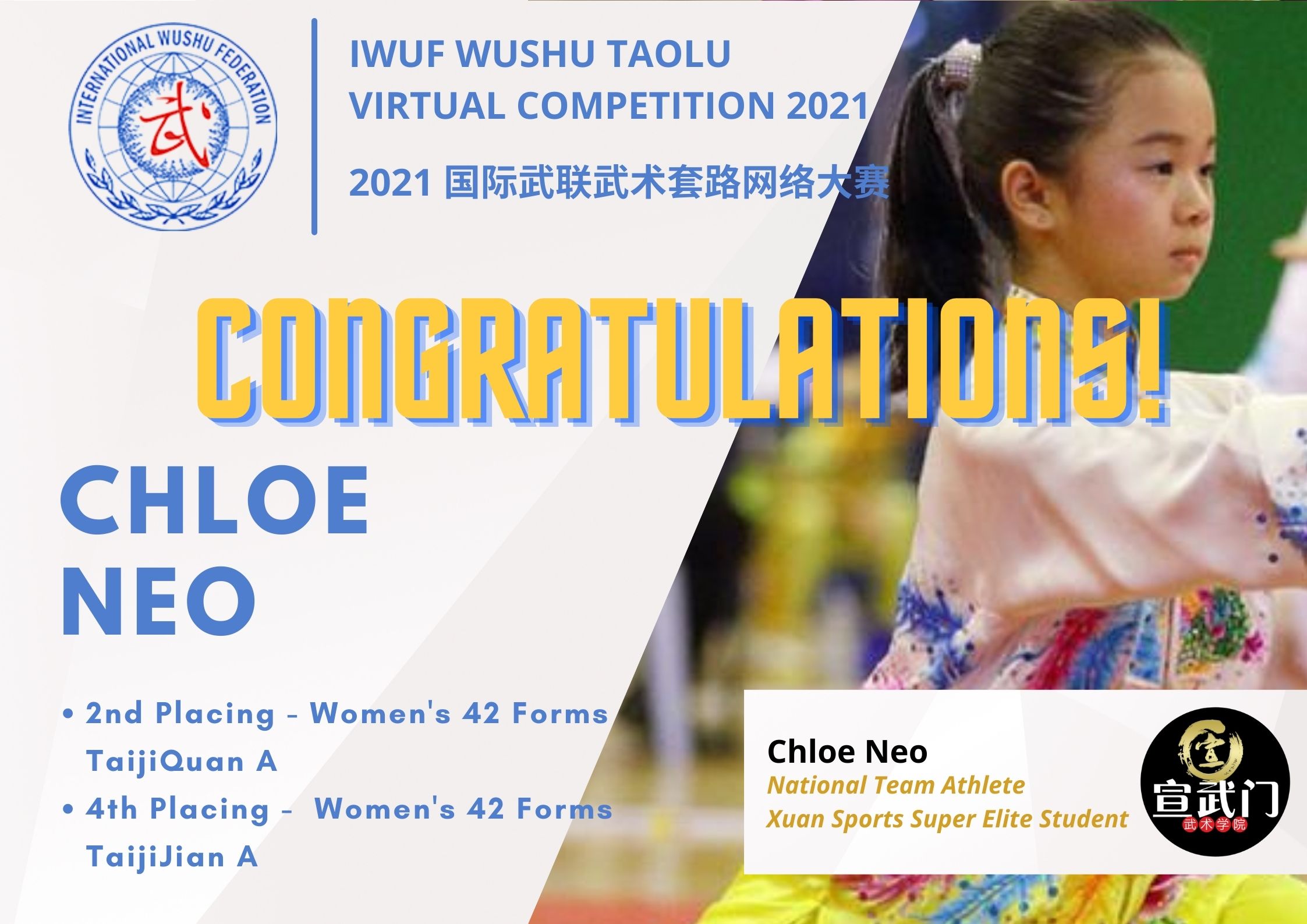 Congratulations to Our Super Elite Athlete Chloe Neo